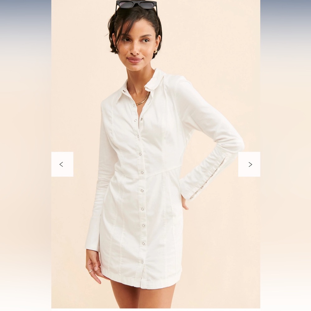 Free People Thea button down dress white XS TP